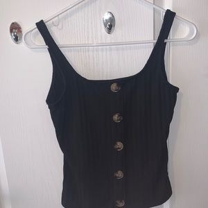 Cute black tank crop top, with buttons, Small